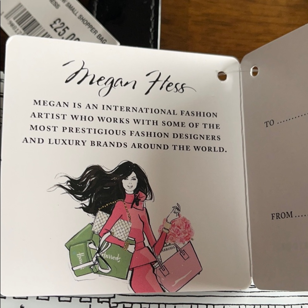 Harrods Black, White, Pink & Green Illustrated Mini Tote - Picture 8 of 8